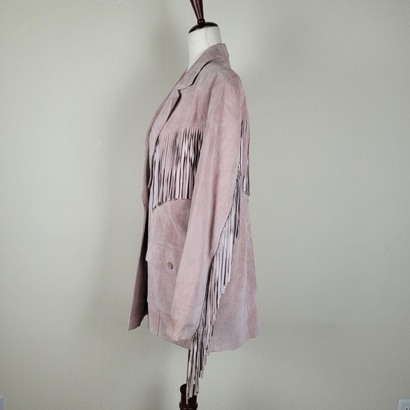 [SOLD]Western Jacket W 12 Pink Suede Leather Fringe Cowgirl 80s Rodeo Cowboy - Picture 4 of 10
